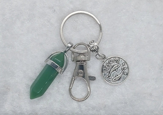 Pisces Green Morganite Gemstone Crystal Keychain - 1118Markets