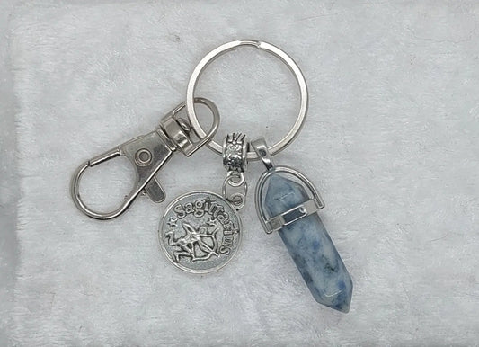 Sagittarius Sodalite Gemstone Crystal Keychain - 1118Markets