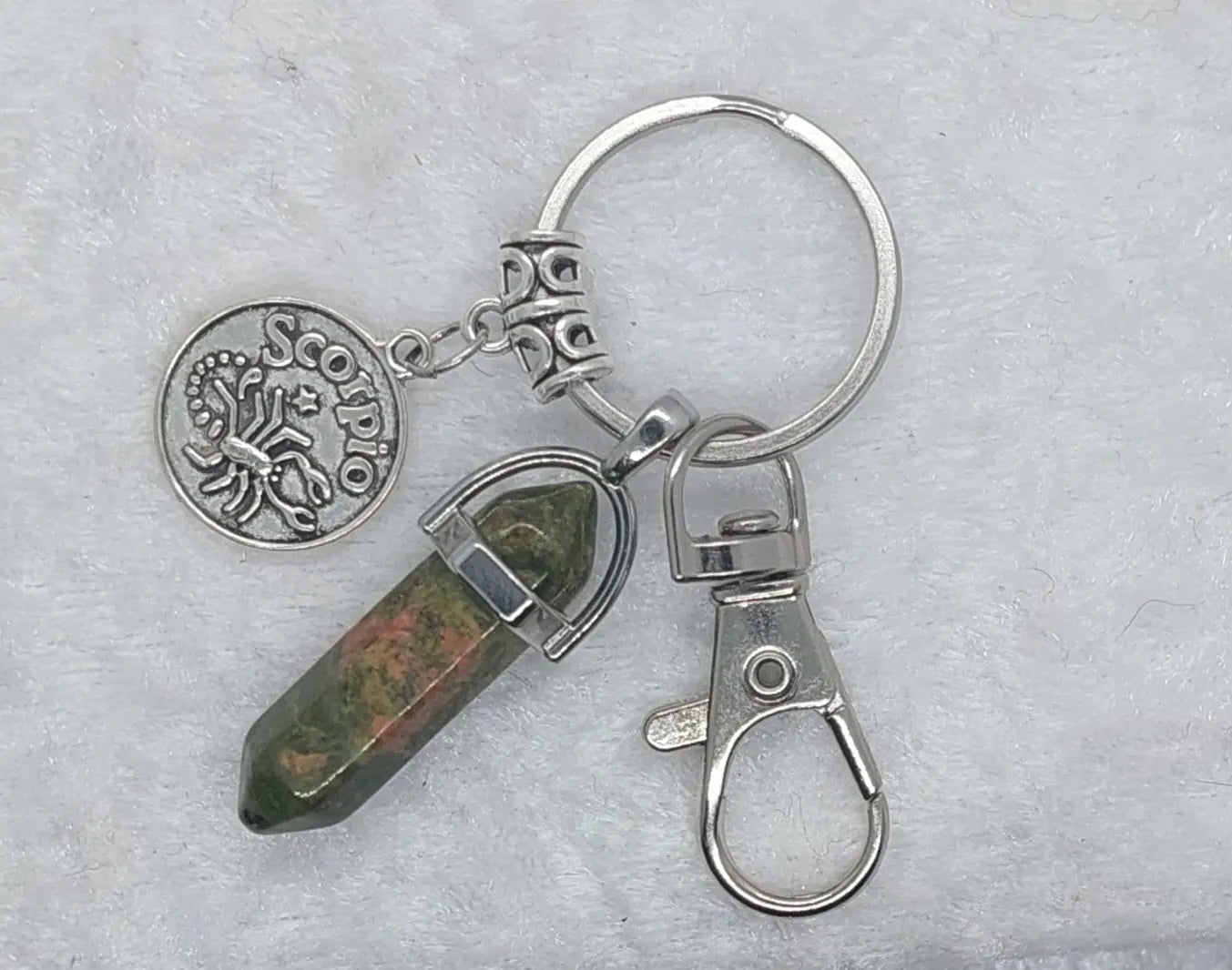 Scorpio Unakite Gemstone Crystal Keychain - 1118Markets