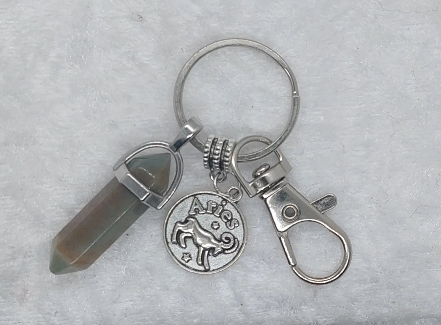 Aries Prehnite Gemstone Crystal Keychain - 1118Markets