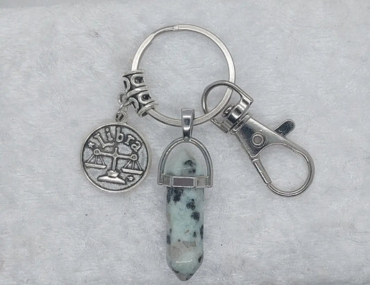 Libra Moon Stone Gemstone Crystal Keychain - 1118Markets