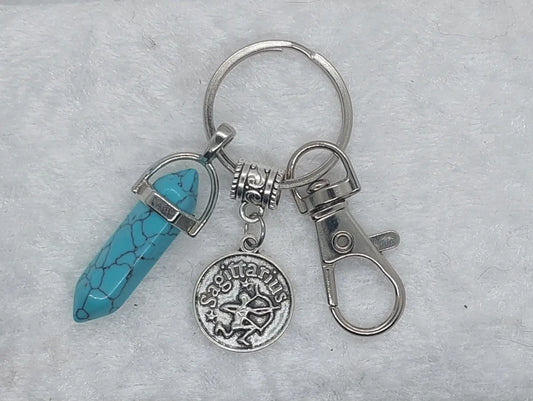 Sagittarius Turquoise Gemstone Crystal Keychain - 1118Markets