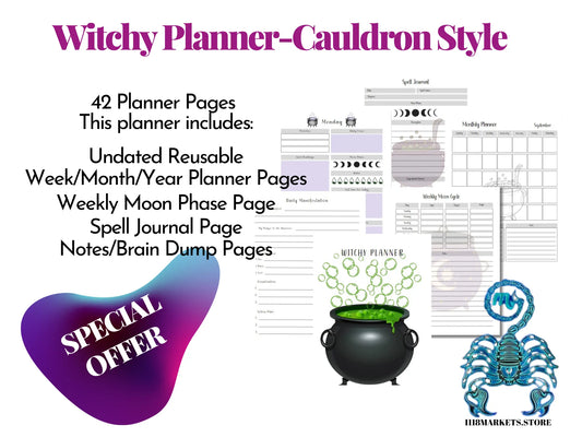 Witchy Planner Cauldron Style Decoration 1118 MARKETS & EVENTS