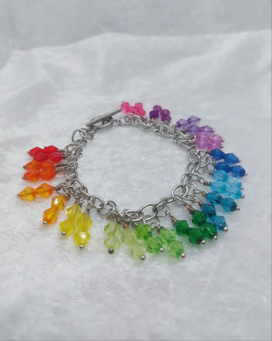 Rainbow Bicone Beaded Bracelet 1118Markets