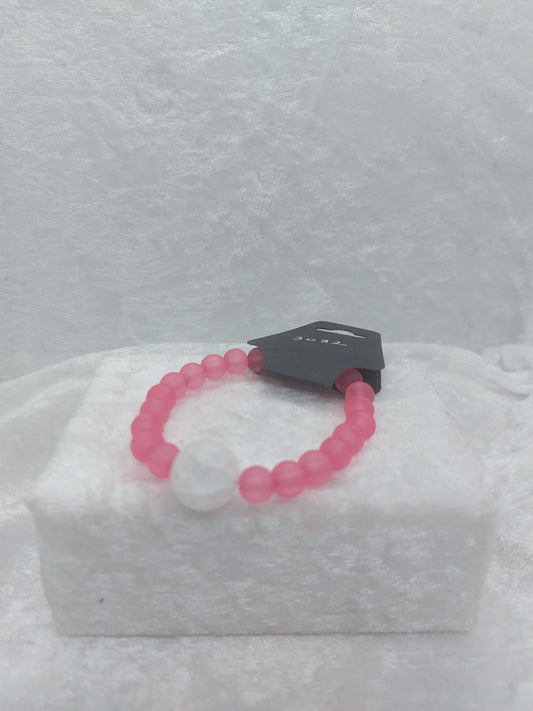 Quartz and Dark Pink Glass Beaded Acupressure Bracelet 1118Markets