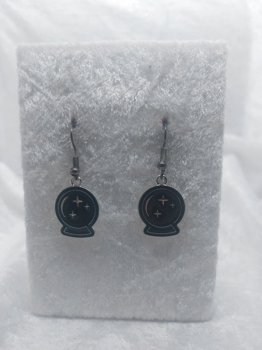 Black and Silver Crystal Ball Earrings 1118Markets