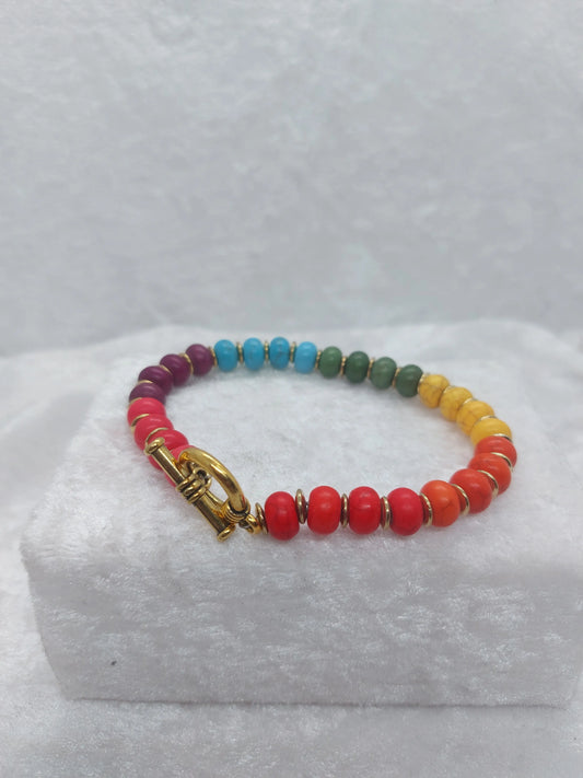 Glass Rainbow wired with Gold Bracelet 1118Markets