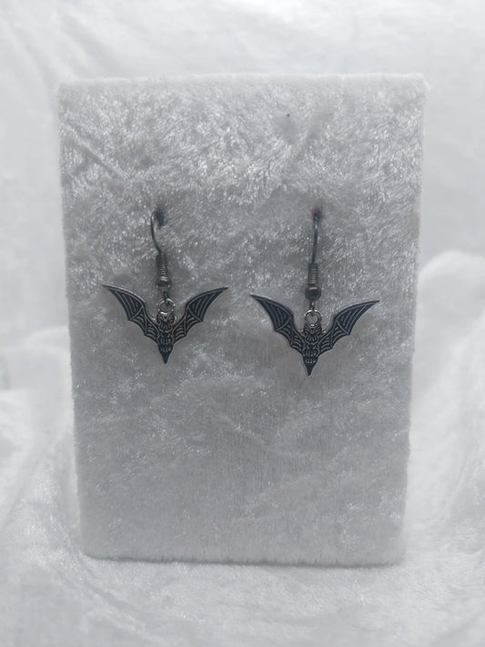 Black and Silver Bat Earrings 1118Markets