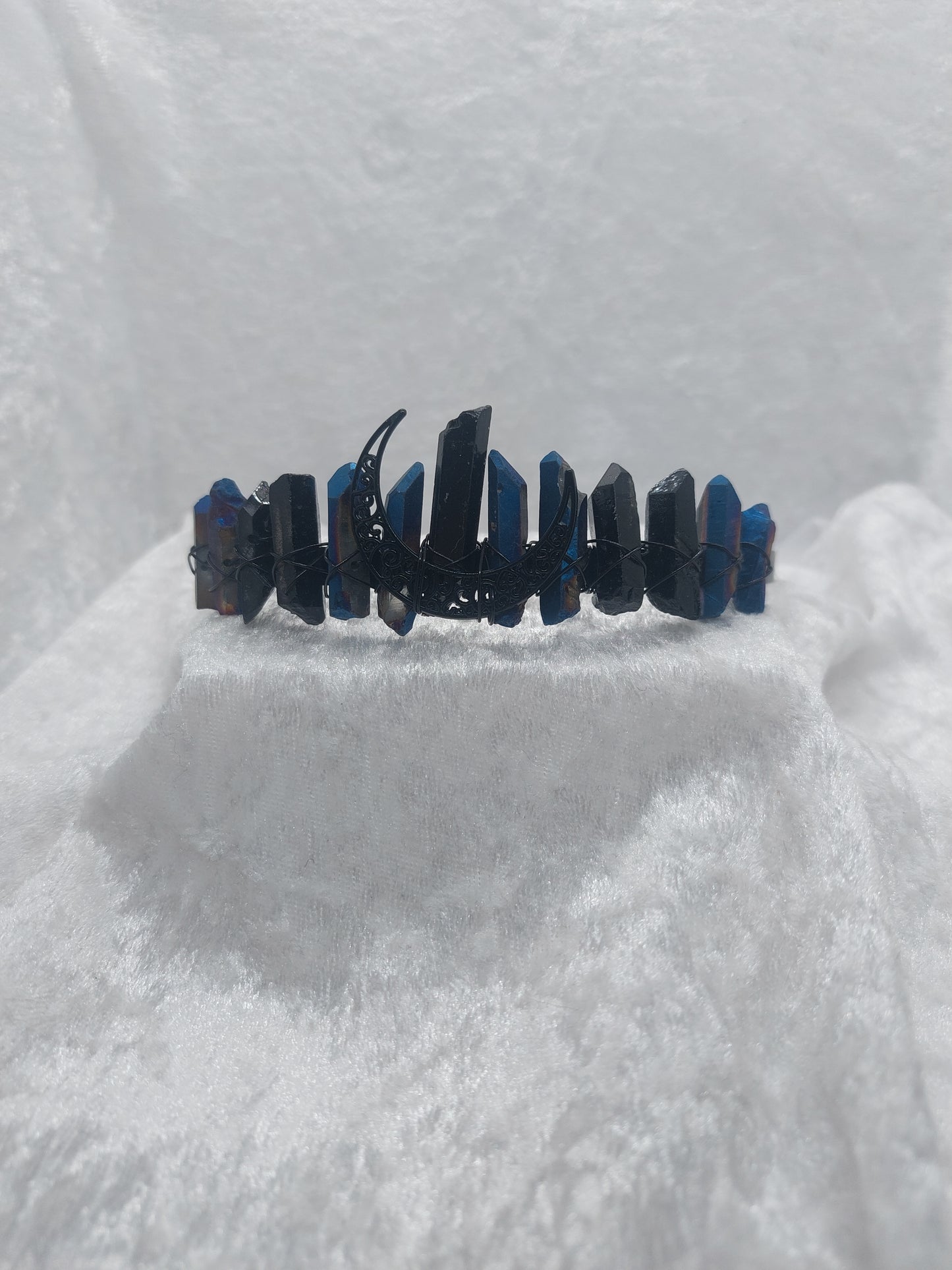 Black and blue treated quartz crown