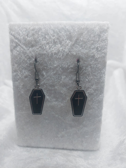 Black and Silver Coffin Earrings 1118Markets