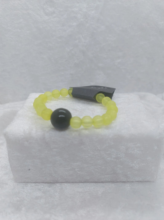 Obsidian and Yellow Glass Beaded Acupressure Bracelet 1118Markets