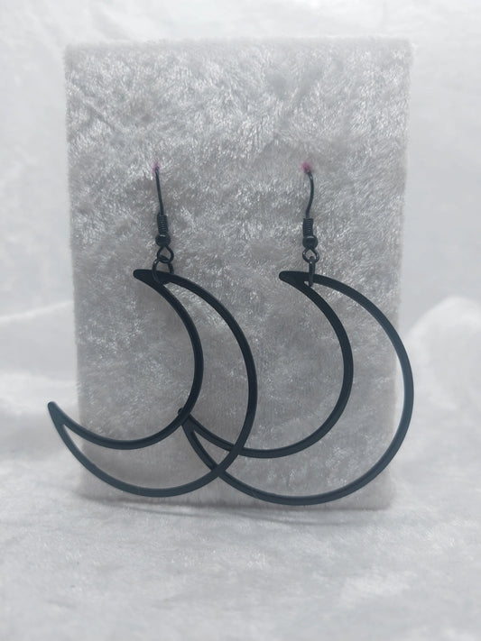 Black Hollow Slide Moon Earrings 1118Markets