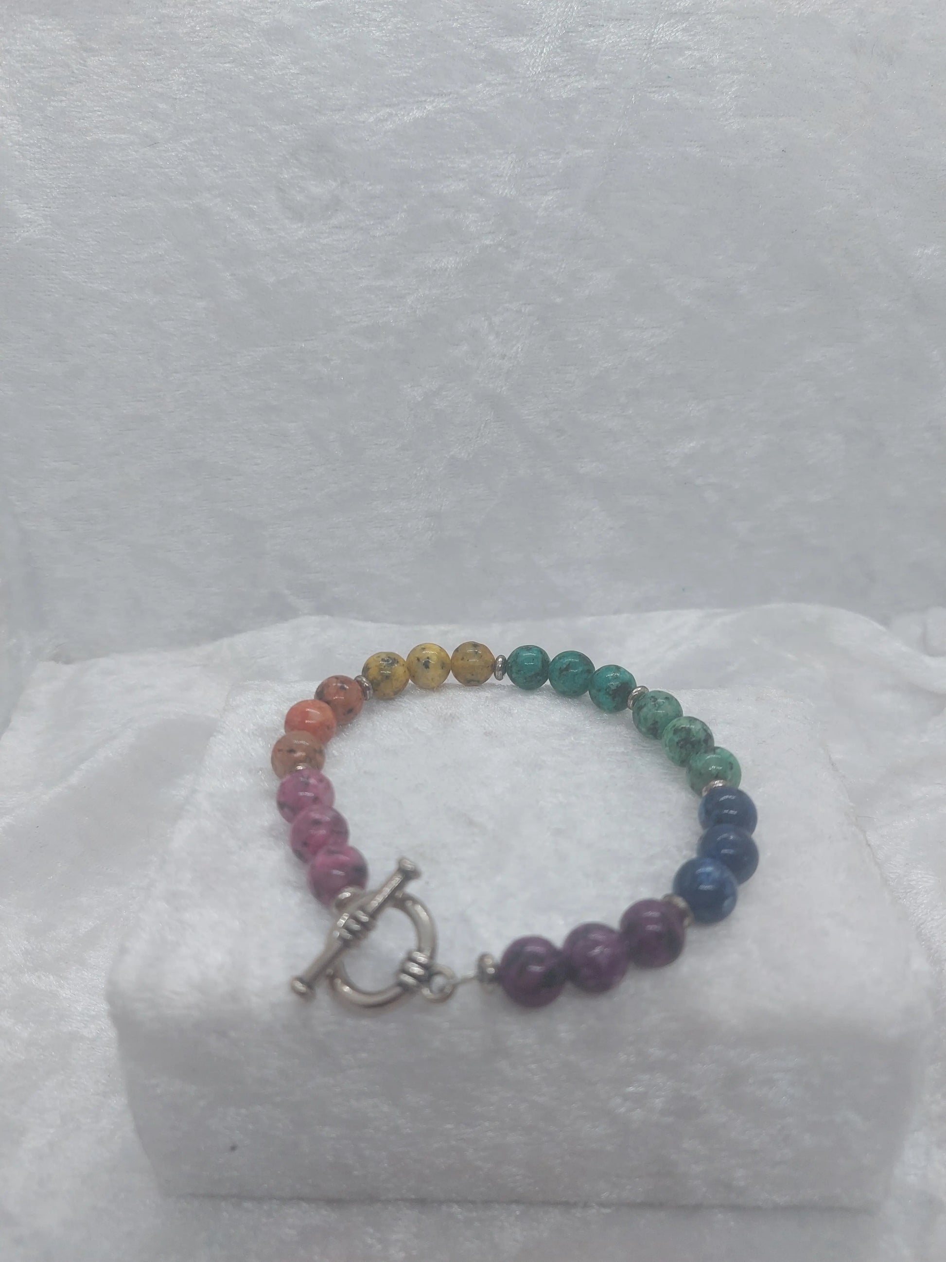 Large Rainbow Glass Bead Bracelet 1118Markets